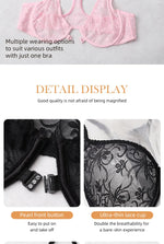 3-Piece Plus Size Lingerie With Lace Front Buttons For Women BrassiereAdjustable Underwear Comfort And Breathability Bra