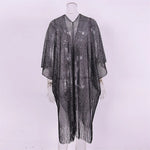 Sexy Fringe Tassel Mesh Sheer Shiny Knitted Tunic Beach Cover Up Cover-ups Beach Dress Beach Wear Beachwear Female Women V3321