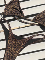 High Cut Micro Bikini Women Brown Leopard Bandage Push Up Bra Swimsuit Sexy Bathing Suit Padded Thong Swimwear Biquini 2026