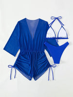 Sexy Long Sleeves Cover Up Bikini Set Women White Black Push Up Mesh Dress 3 Piece Swimsuit Bathing Suit Thong Swimwear 2026