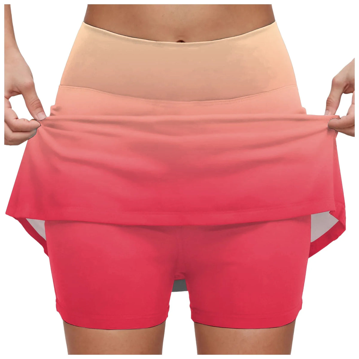 Women's Gradient Tennis Skirts High Waisted Athletic Skort With Built In Shorts Anti Slip Quick Dry Summer Skirt For Sports
