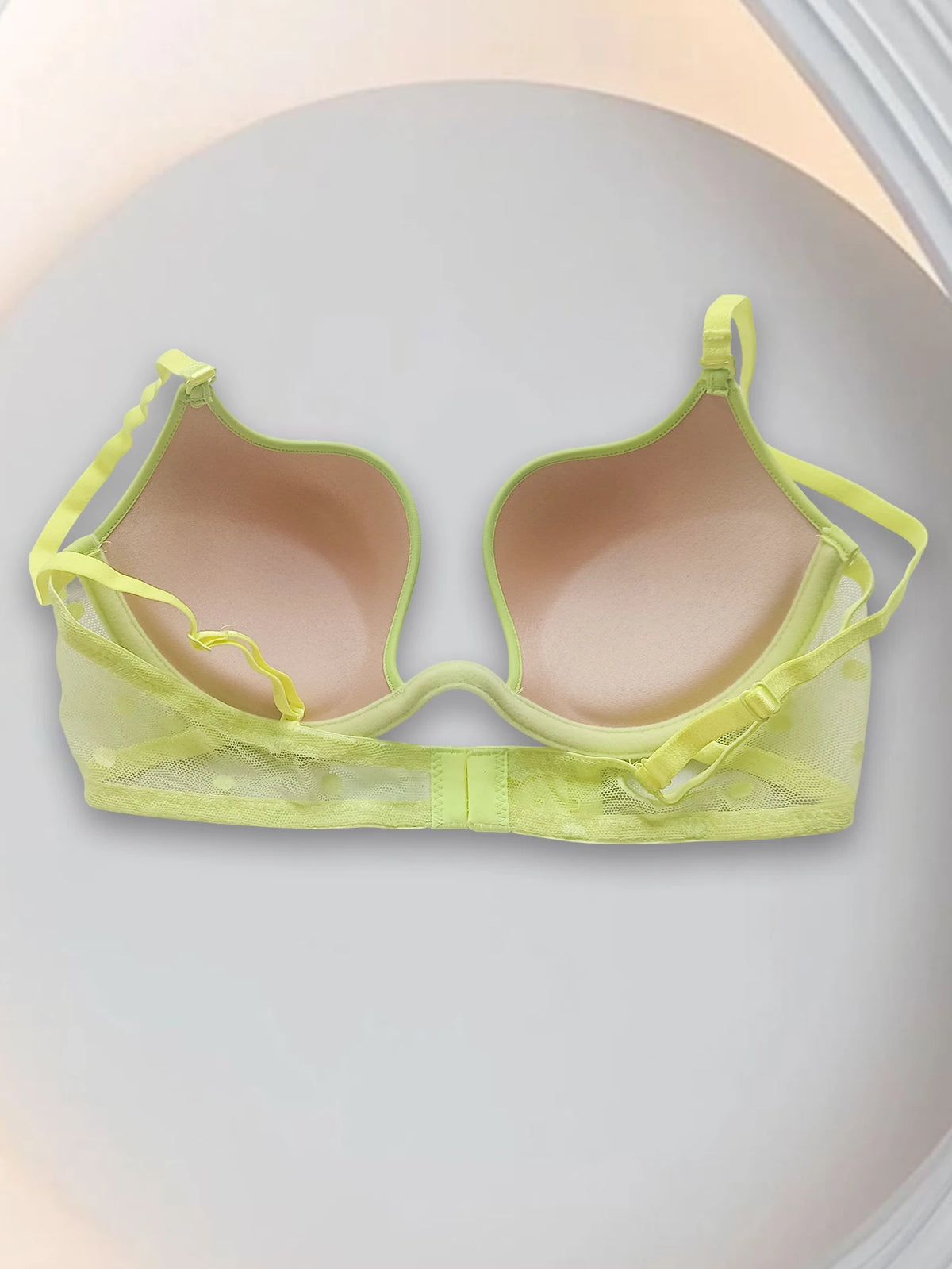Polka Dot Mesh Sexy Push-Up Bra, Popular in Europe and America, Thin on Top and Thick on Bottom, Deep V Seductive Bra