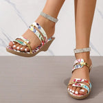 Ladies Summer Fashion Open Toe Narrow Strap Designer Womens Shoes Casual Leather Thick Sole Wedge Women's Sandals Large Size