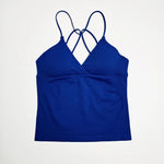 NCLAGEN Gym Yoga Tops Women Vision Twist Front Longline Top Quick Dry Thin Strap Workout Vest Push-up Pilates Fitness Tank