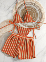 Sexy Black White Patchwork Bikini Set 2026 Women Striped High Waist Shorts 3 Piece Swimsuit Summer Push Up Bathing Suit Swimwear