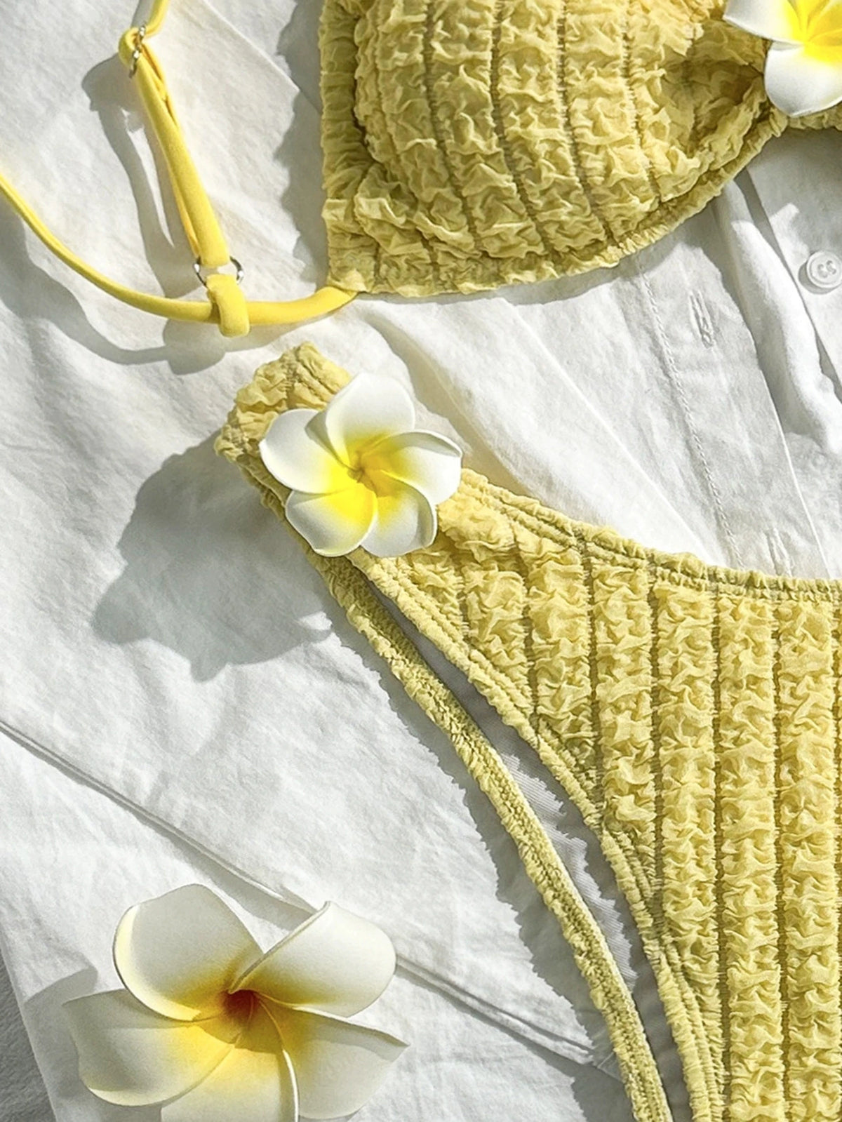 DEKA Flowers Bandeau Bikini Set High Leg Cut Women Swimwear Female Swimsuit Two-pieces Bather Bathing Suit SwimBandeau Top Bot