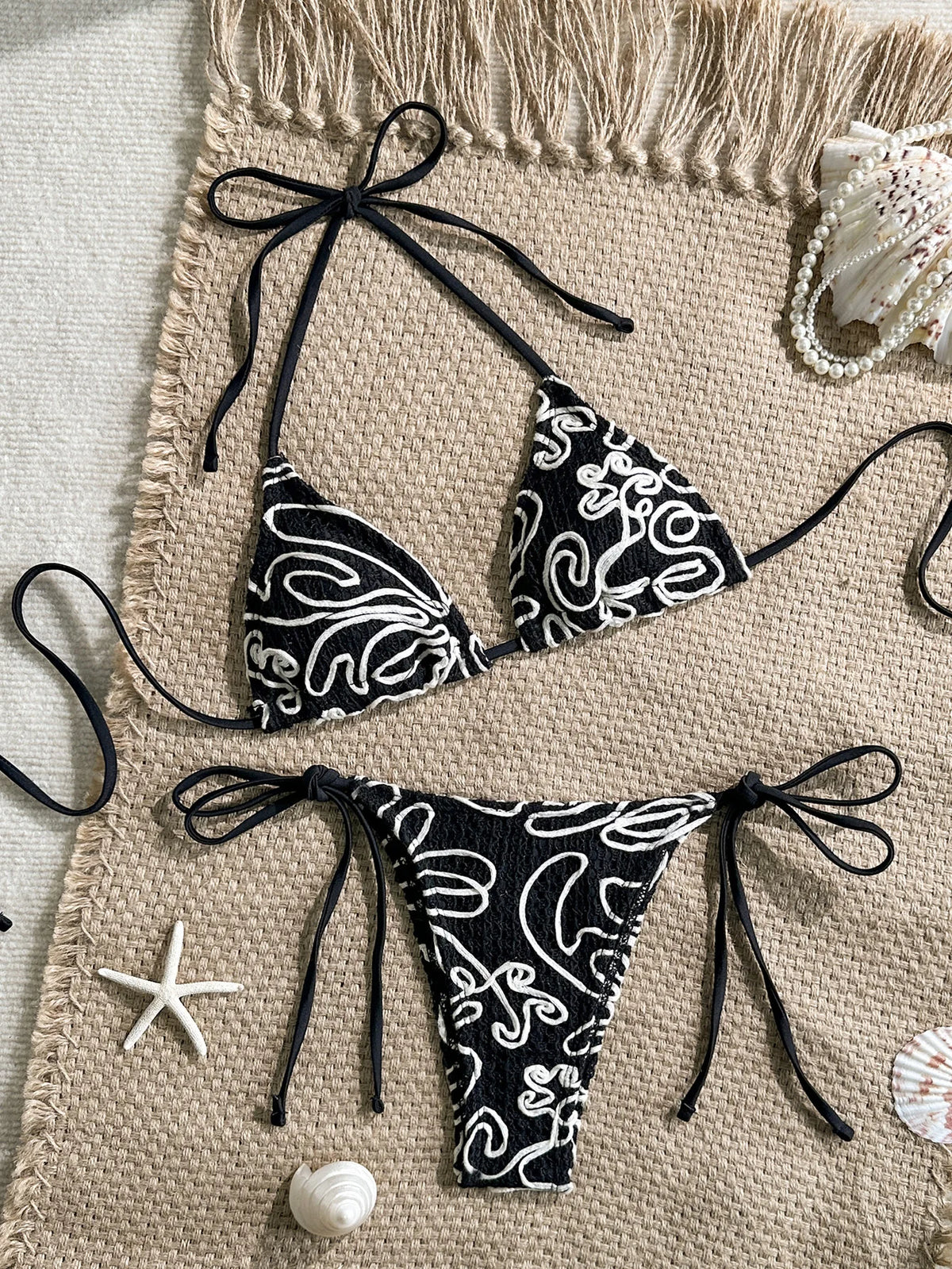 Sexy Black Lace Bikini Set Women 2026 Beach Push Up Bra Bandage Thong Swimsuit Brazilian Holiday Bathing Suit Two Piece Swimwear