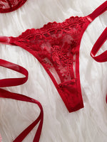 Lady Floral Embroidery Lingerie Set Women Sheer Bra and Brief Underwear Set Satin Sexy Intimates Underwear