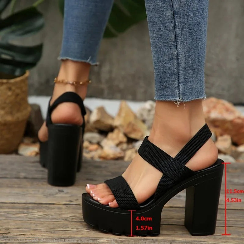 2026New model for ladiesHigh Heel Fish Mouth Women's Sandals Plus Size 414243Thick Heel Casual Sho