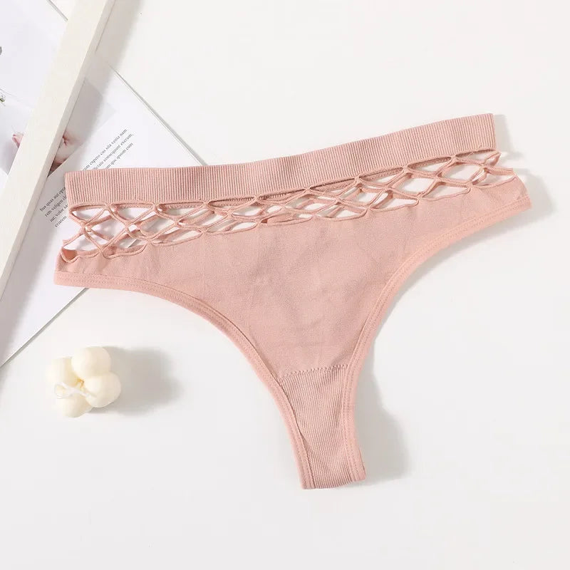 3Pcs/Set Sexy High Rise Panties Women Thongs Comfort G-String Underwear Sexy Lingerie Hollow Bottoms Female Underpants M-L