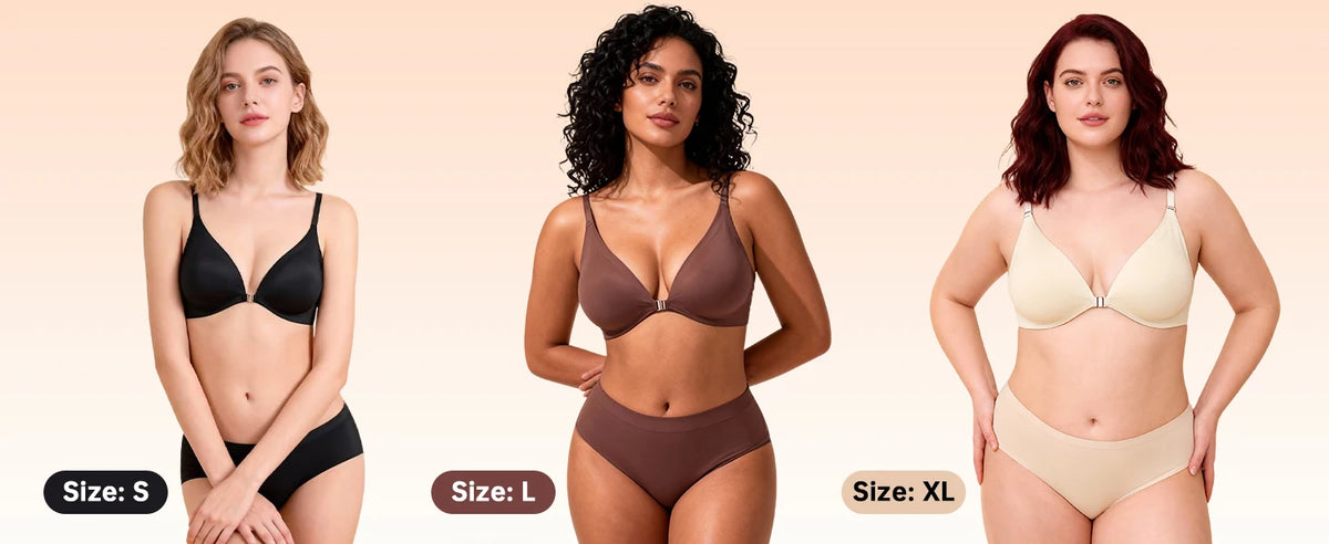 7pcs Bra and Panty Set Women's Lingerie Seamless Push-Up Wireless Bras with Removable Padding Basic Everyday T-Shirt Lingerie