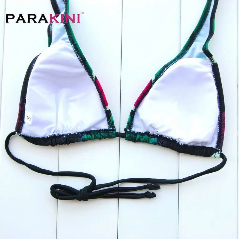 DEKA Women Mini Lace-up Bikini Set Pleated Bandeau Swimsuit Female Thong Swimwear Bather Swimming Beachwear Bathing Suit