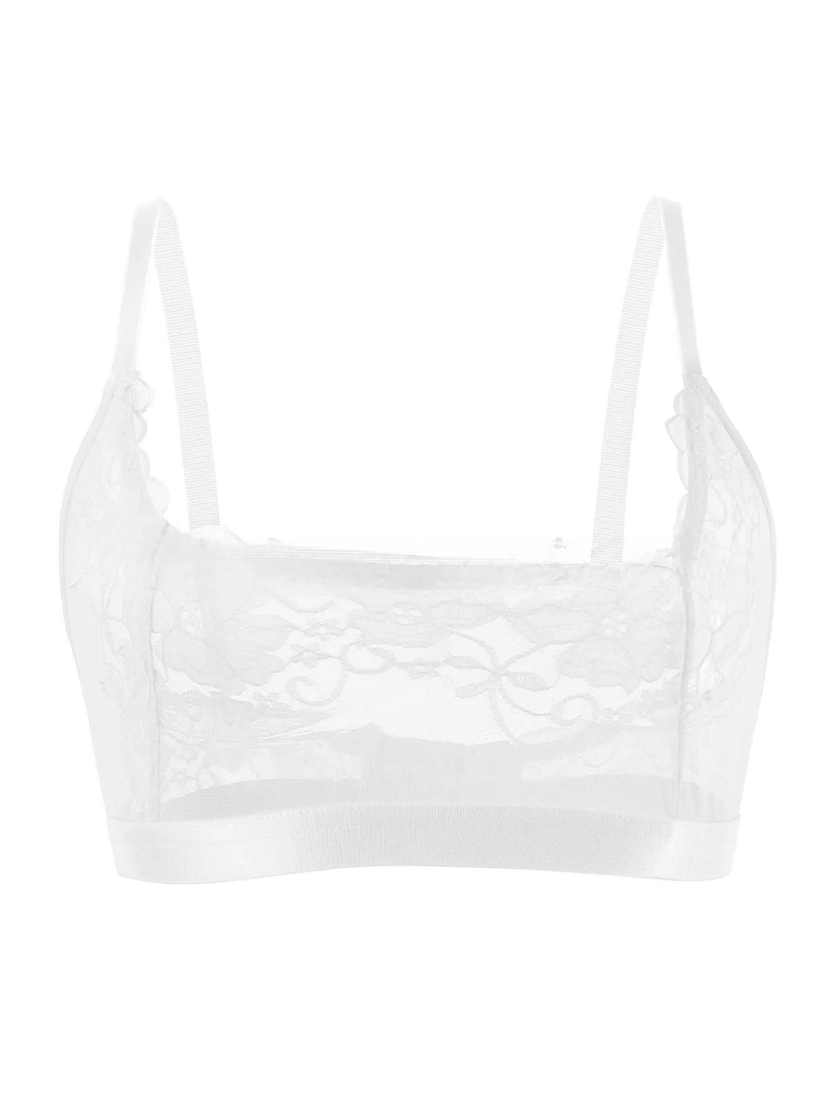 1pcs Red Sheer Floral Lace Wire-Free No Pad Bra Underwear Adjustable Strap Unlined Brassiere Sexy Lingerie Elegant Women's Bras