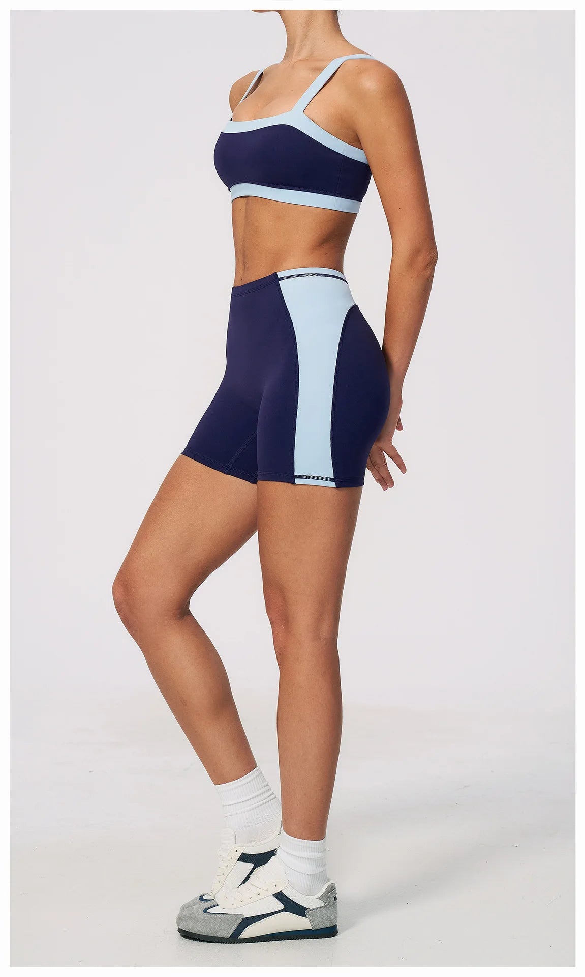 Summer Color Blocking Yoga Suit Women Shockproof Slim Sports Bra High Waist Hip Lift Shorts Gym Running Fitness Sets Tracksuit