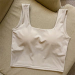 Summer Ice Silk Bras Top Square Neck Crop Top Solid Color Underwear Streetwear Bra Top for Women Sexy Lingerie