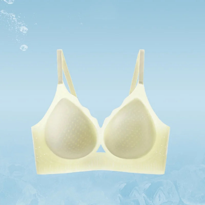 Ultra-thin Ice Silk Seamless Underwear Women's Small Breast Gathering Wireless Breast-Reducing Cooling Beautiful Back Bra