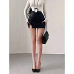 Mature Pure Desire Sexy High Waist Hip Slit Anti-Exposure Bodycon PU Leather Mini Skirt Fashion Sexy Women Mini Skirts 99JO