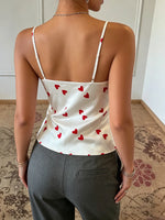New Women Satin Top Heart Print Camisole Slim Fit Sleeveless Crop Top Elegant Ladies Pajama for Different Occasions