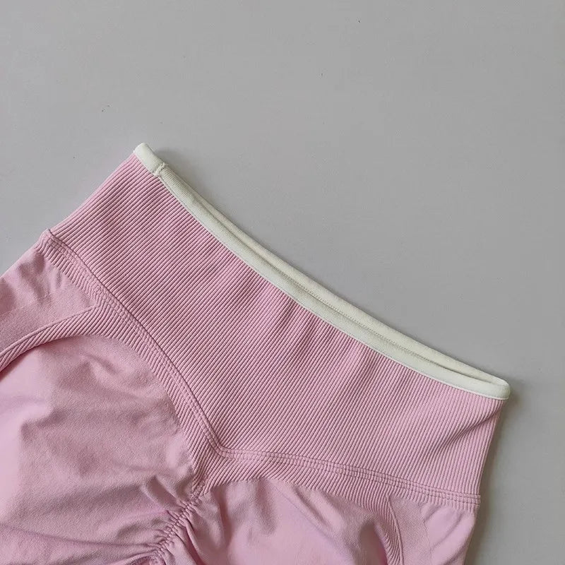 Women's High-Waisted Seamless Yoga Sports Shorts Hip-Lifting Knitted Peach Pants Summer Training Fitness Wear