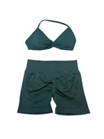 2 Piece DFTLF Impact Gym Set Women Sports Bra Shorts Sets Open Back Scrunch Butt Seamless Workout Jogging Sports Training Set