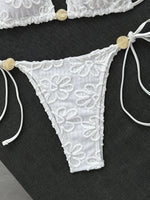 Sexy Yellow 3D Flower Micro Bikini 2026 Women Hole Out Stone Strap Push Up Bra Thong Swimsuit Holiday Bathing Suit Swimwear