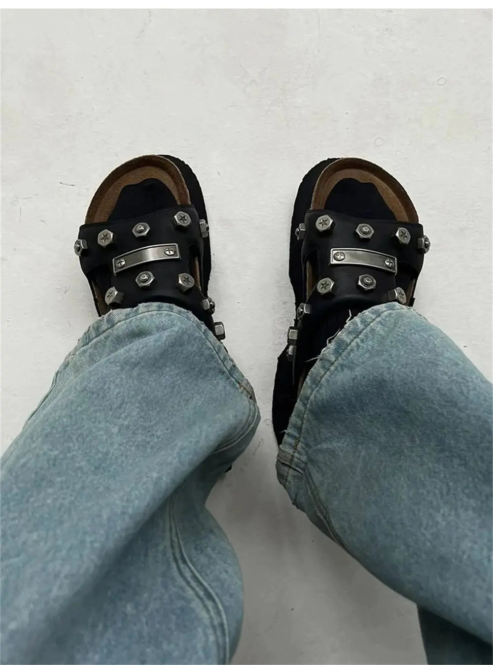 2025 Brand New Big Size 45 Denim Leisure Mules Shoes Women Trendy Comfy Walk Casual Clogs Flats Outdoor Slipper Men Slides