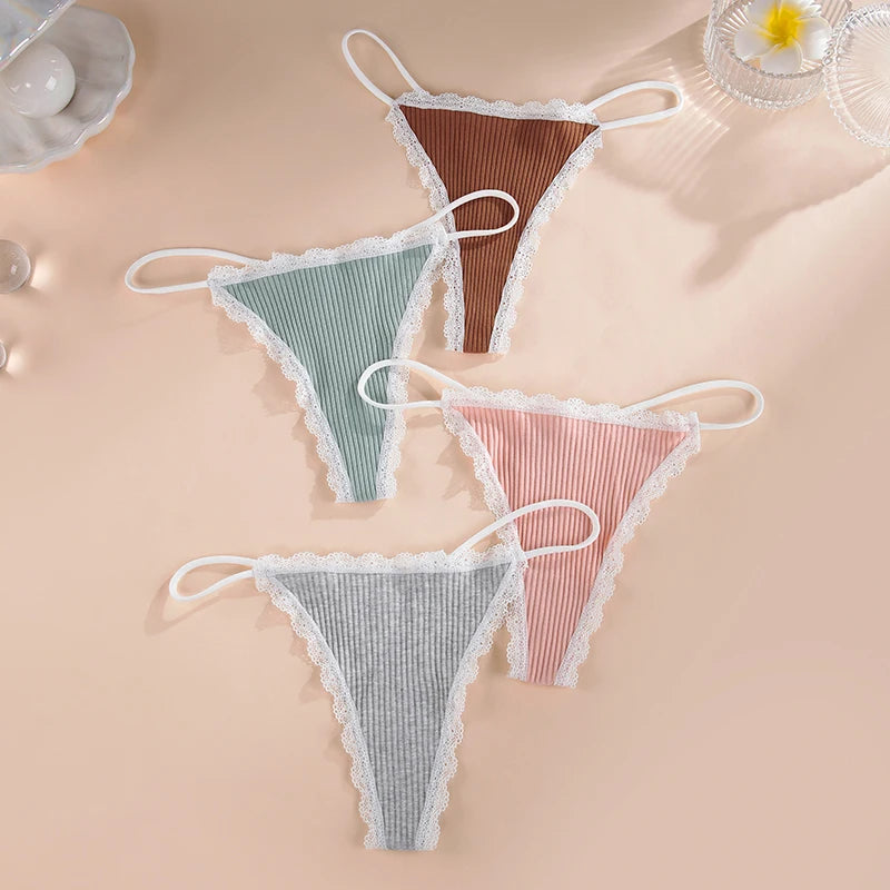 Lace Cotton Panties Sexy Women Briefs Underwear Thong Soft G StringIntimates Ladies Female Panty Lingerie