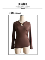 Autumn and winter inner asymmetrical hollow metal decoration slim fit daily outer top