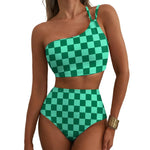 Women Sexy High Waist Split Swimsuit Lace Up Floral Bikini Set Summer Two-piece Beachwear Bathing Suit Thong Biquinis