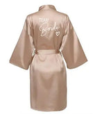Wedding Party Team Bride Robe With Black Letters Kimono Satin Pajamas Bridesmaid Bathrobe SP004