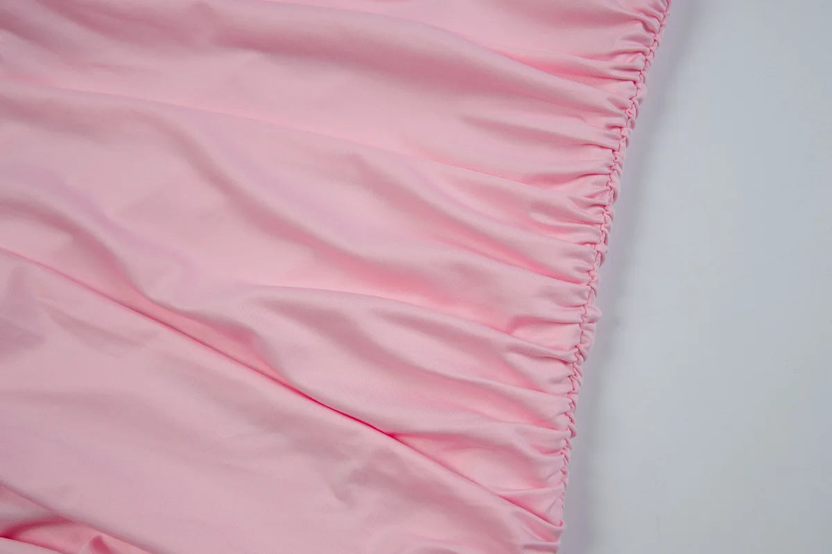 FDYOUI 2026 Summer Diagonal Collar Sleeveless Birthday Dress Women Sexy Tunics Pleated Solid Long Party Dresses Pink Black Gown