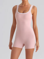 Sexy Sleeveless Backless Scrunch Yoga Jumpsuit Women Color-block U Neck Slim Sports One Piece Suits Tight Fitness Gym Overalls