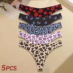 5Pcs Women Ultra-thin Seamless G-string Seamless Print Thongs Sexy Panties Ladies Soft Cute Thongs Female S-XL T-Back Panties