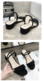 Women Sandals Chunky Heels Slides Summer 2026 Elegant Shoes Women Slipper Big Size 34-42 Fashion Summer Sandal Women