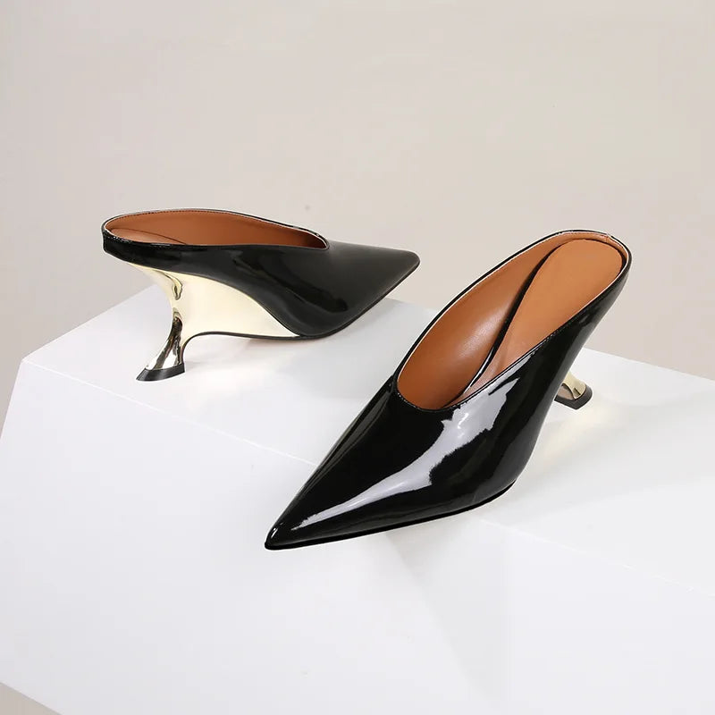 Design Fashion Platform Wedges High Heels Mule Women Slippers Concise Shallow Pointed Toe Party Dress Ladies Shoes 2026