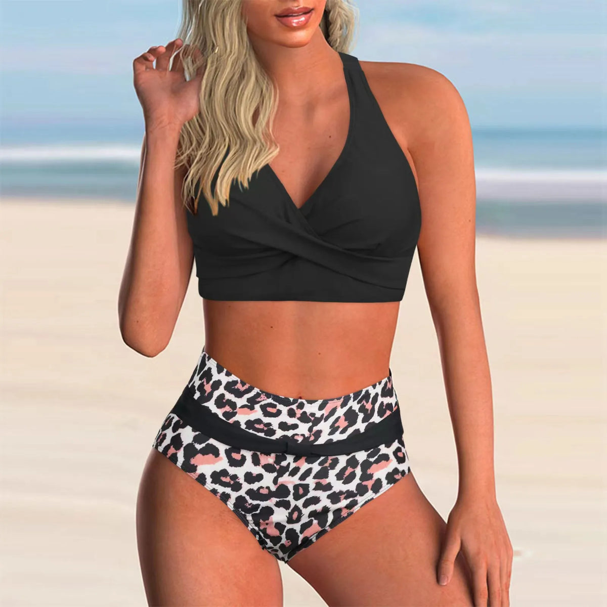 Vintage Hot Pink Gradient Tankini Set 2026 Women Bikini Cross Push Up High Waist Swimsuit Beach Bathing Suit Two Piece Swimwear
