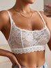 White Floral Lace Bralette Women Sheer Mesh Wireless Adjustable Wide Straps Daily Romantic Lingerie ZA826340