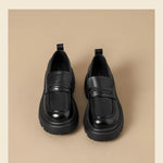 2026 Thick-Soled Waterproof British-Style Women's Loafers - Winter Retro Slip-On Height-Boosting Shoes, Simple & Lightweight