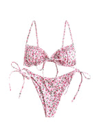 Trendy Women s Two-Piece Swimsuit Stylish Floral Butterfly Geometric Camouflage Print Bikini Set with Lace-Up Back Detail