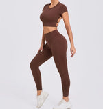 Women's Yoga Sets 2 Piece High Waist Hip Lift Leggings with Cross Back Sports Bra Seamless Workout Clothes Fitness Gym Wear Set
