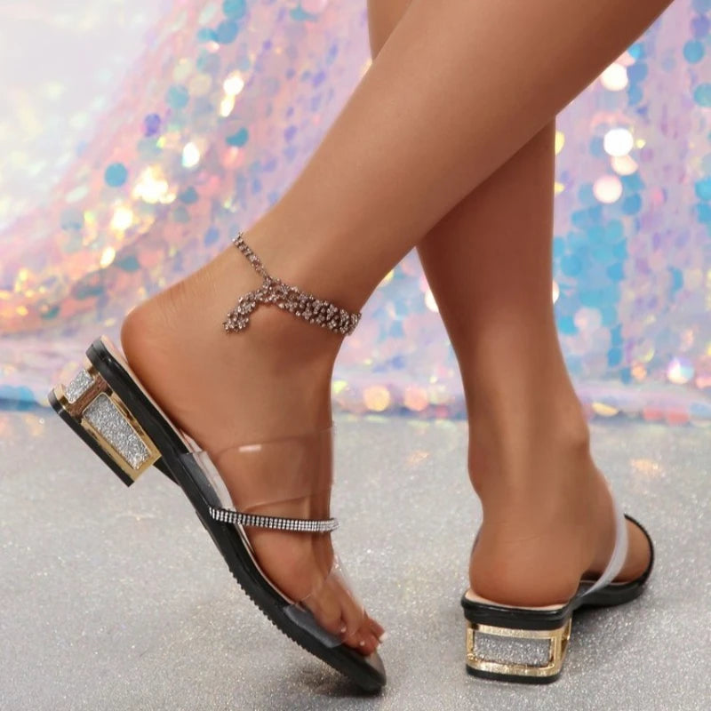 Transparent PVC Slippers Crystal Cup High-heeled Sexy Casual Shoes Plus Size Women Open Toe Transparent Slippers