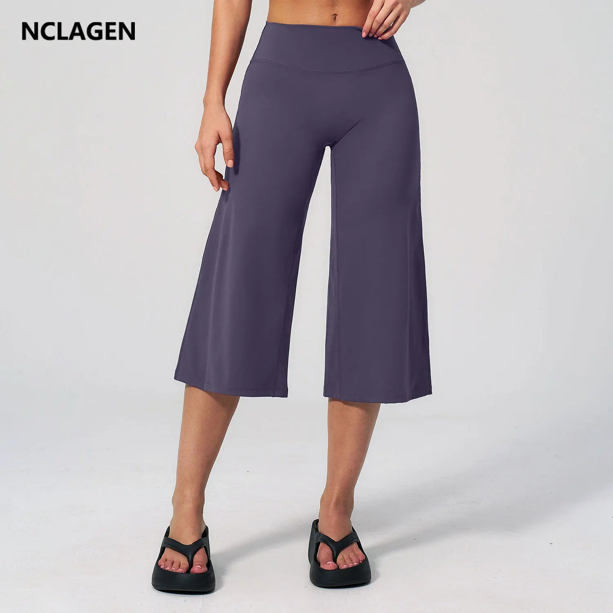 NCLAGEN Women Yoga Capri Pants Tummy Control High Waist Quick Dry Loose Fit Fitness Pants Gym Clothes Sports Wide-leg Trousers