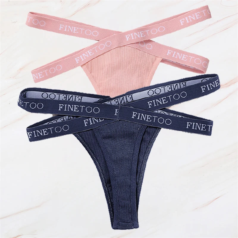 2Pcs/Set Women Thongs Panties Female Letter Belt Underwear Ladies Cotton Cross Strap Bikini M-XL G-String Girl Intimate Lingerie