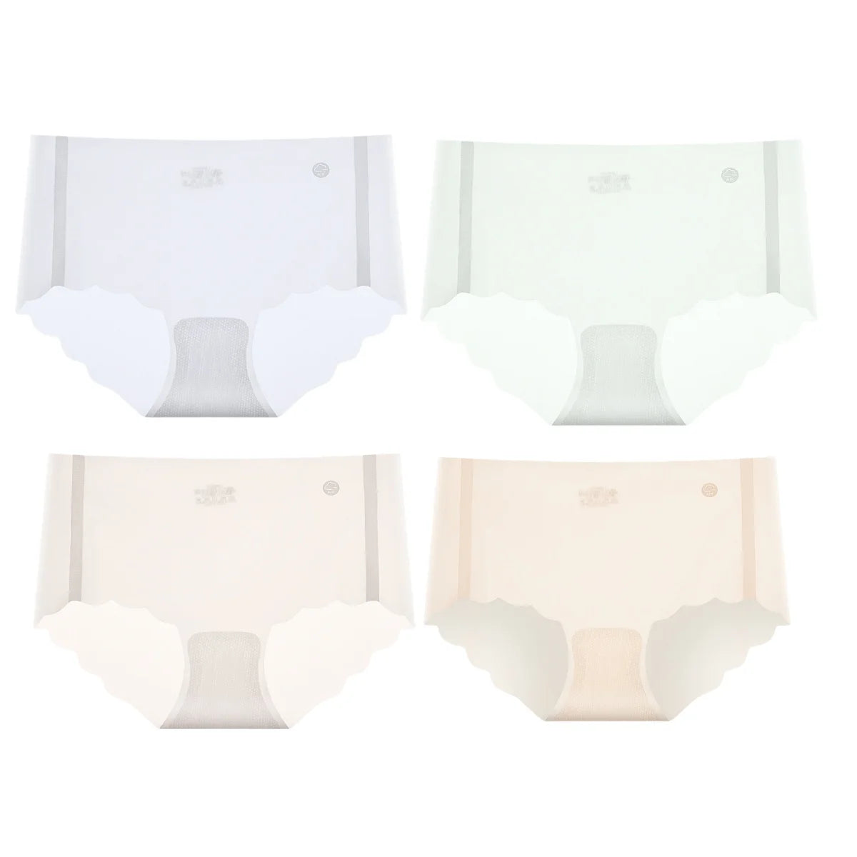 4Pcs/Set Women Low Rise Ice Silk Brief Underwear Sheer Cooling Panties Scalloped Edge Low Waist Daily Underpants Intimates M-XL