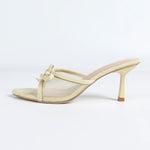 Summer New Style Mesh Breathable Round-toe Slip-on High-heeled Sandals with Bow Tie and Thin Heel Women's 7CM