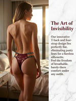 Women Burgundy Lace Thong Sexy G-string Letter Waistband Panties Vintage Low Rise Floral Lace Sheer Luxury Lingerie C856