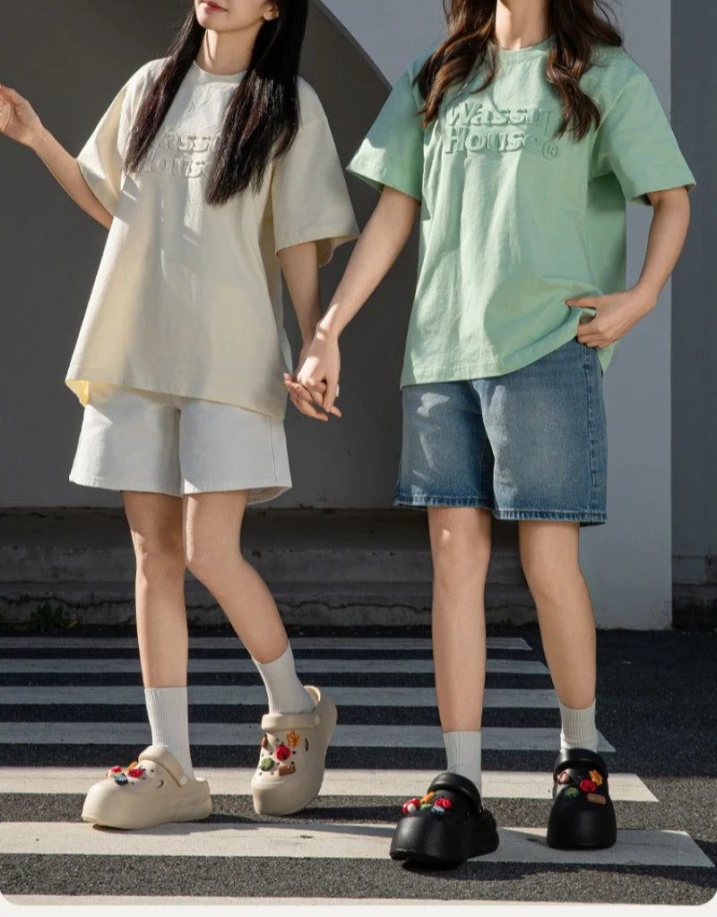 Women Fashion Clogs DIY Cartoon Charms Platform Shoes Woman Home Street Slippers Soft EVA Girls Daily Walking Beach Sandals