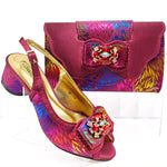 Doershow hot selling WINE Shoes and Bags To Match Set Italy Party Pumps Italian Matching Shoe and Bag Set for Party! 1-10