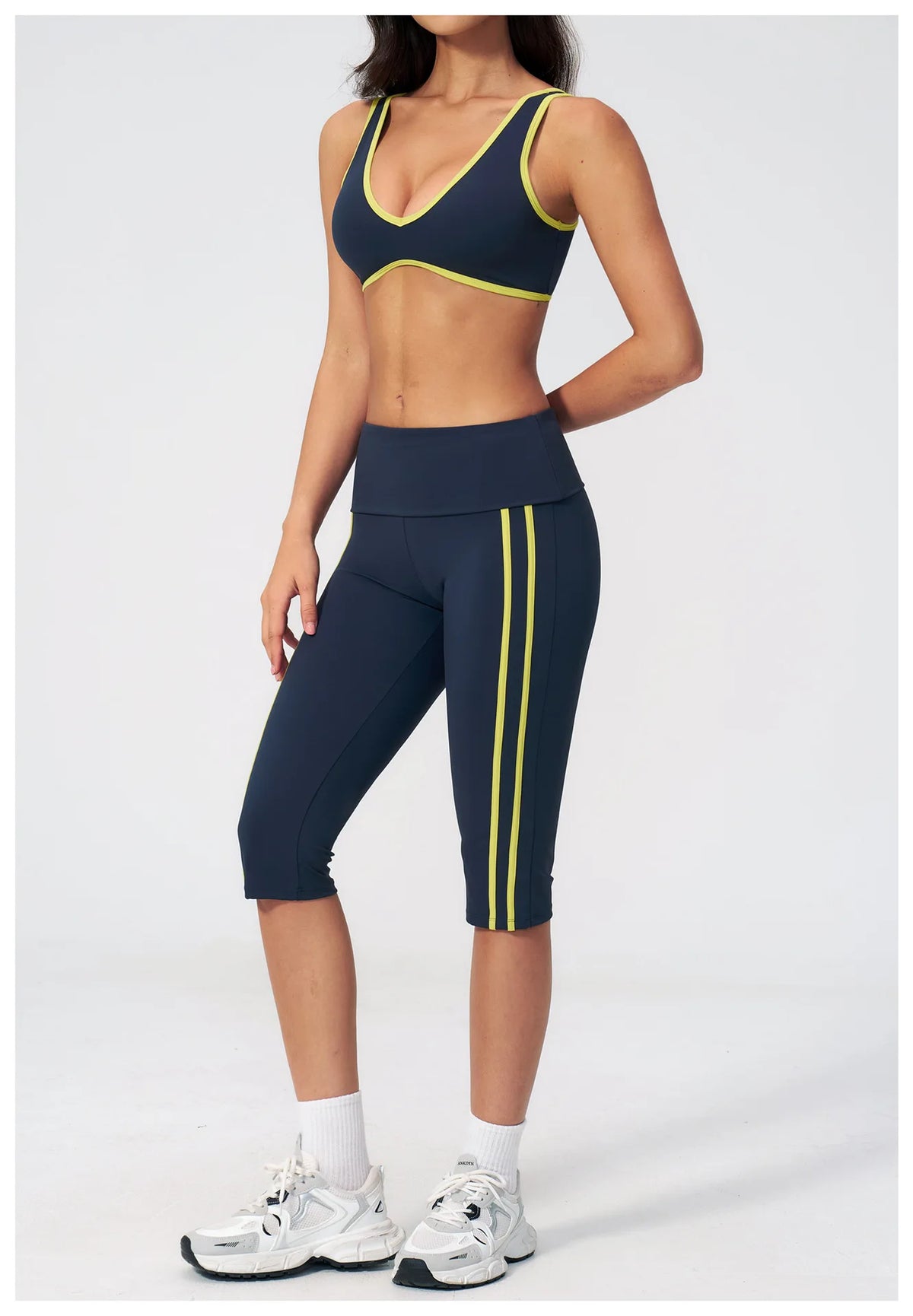 Summer Color Blocked Yoga Sets Women Slim Sports Bra High Waist Pants Fitness Suits Outwear Gym Running Push Up Workout Clothes