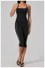 Women's 2 Piece Yoga Set Summer Brushed Color-Block Slim Sports Tank Top High Waist Pants Gym Running Fitness Suits Tracksuit